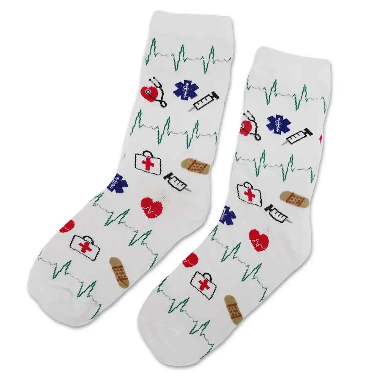 Lustige Medizin Socken mit buntem Arzt Motiv White Medic