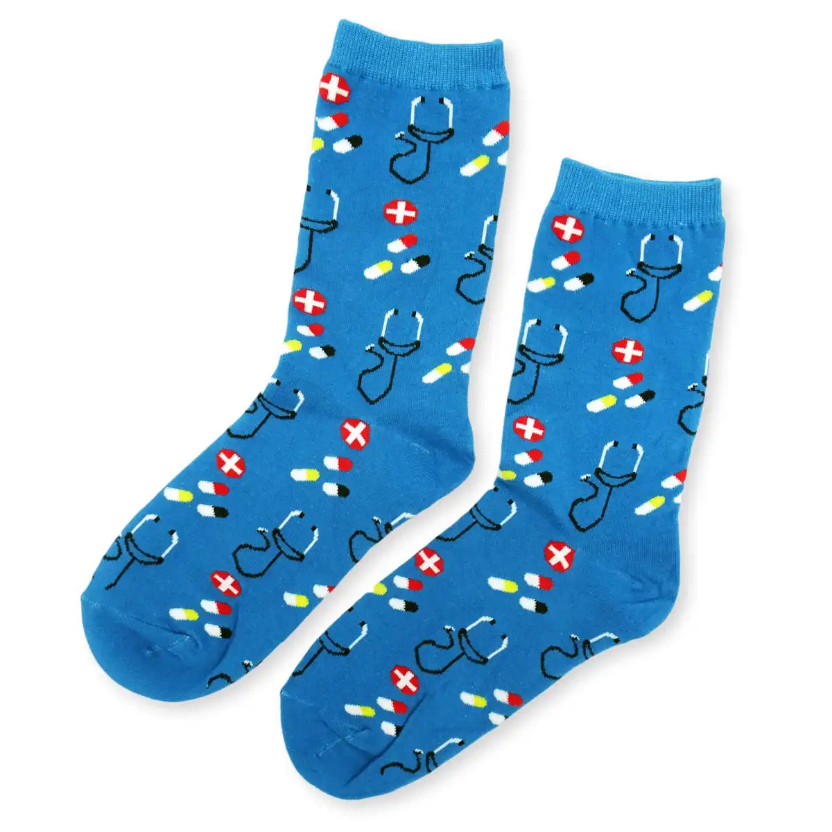 Lustige Medizin Socken mit buntem Arzt Motiv Doktor Blue - Bequeme und Farbenfrohe Strümpfe