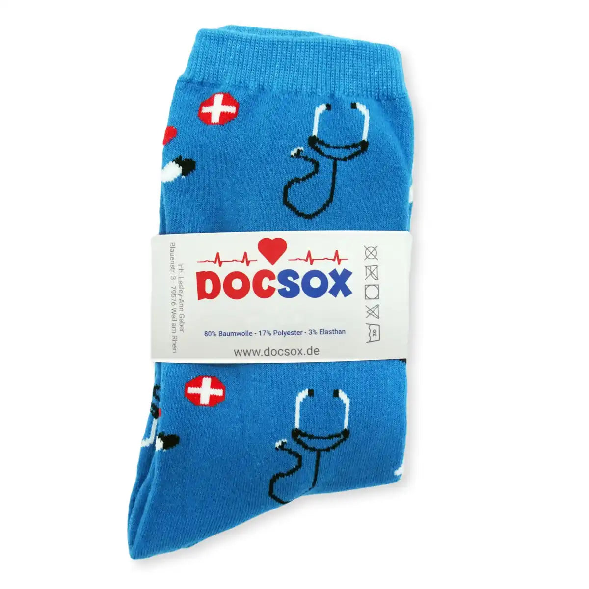 Lustige Medizin Socken mit buntem Arzt Motiv Doktor Blue - Bequeme und Farbenfrohe Strümpfe