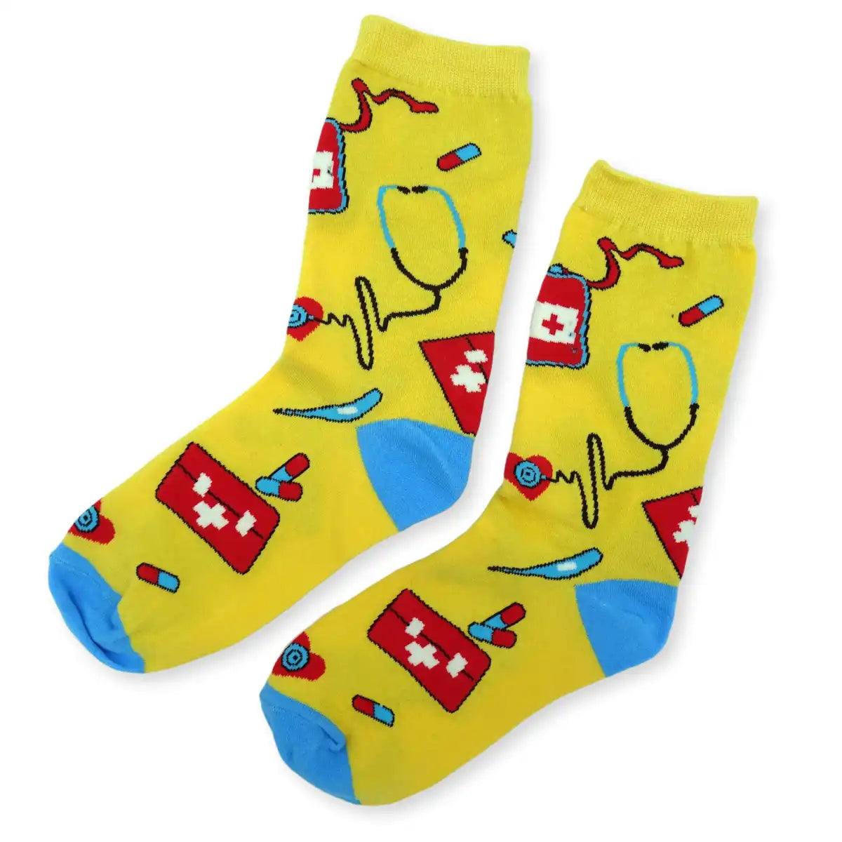 Lustige Medizin Socken mit buntem Arzt Motiv Healthy - Bequeme und Farbenfrohe Strümpfe