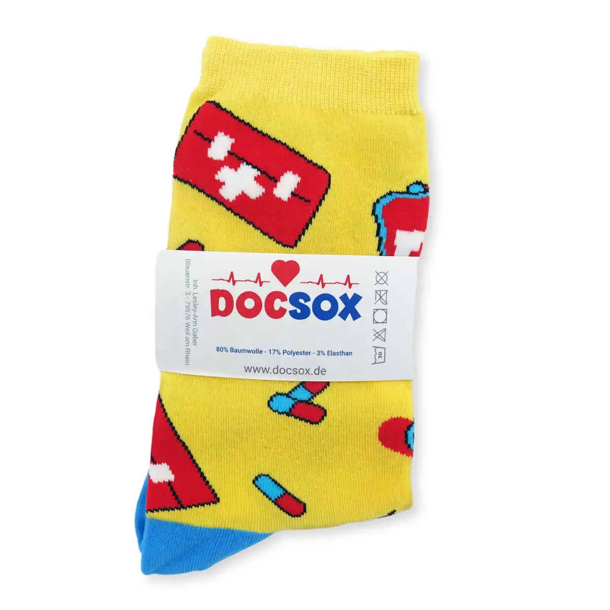 Lustige Medizin Socken mit buntem Arzt Motiv Healthy - Bequeme und Farbenfrohe Strümpfe