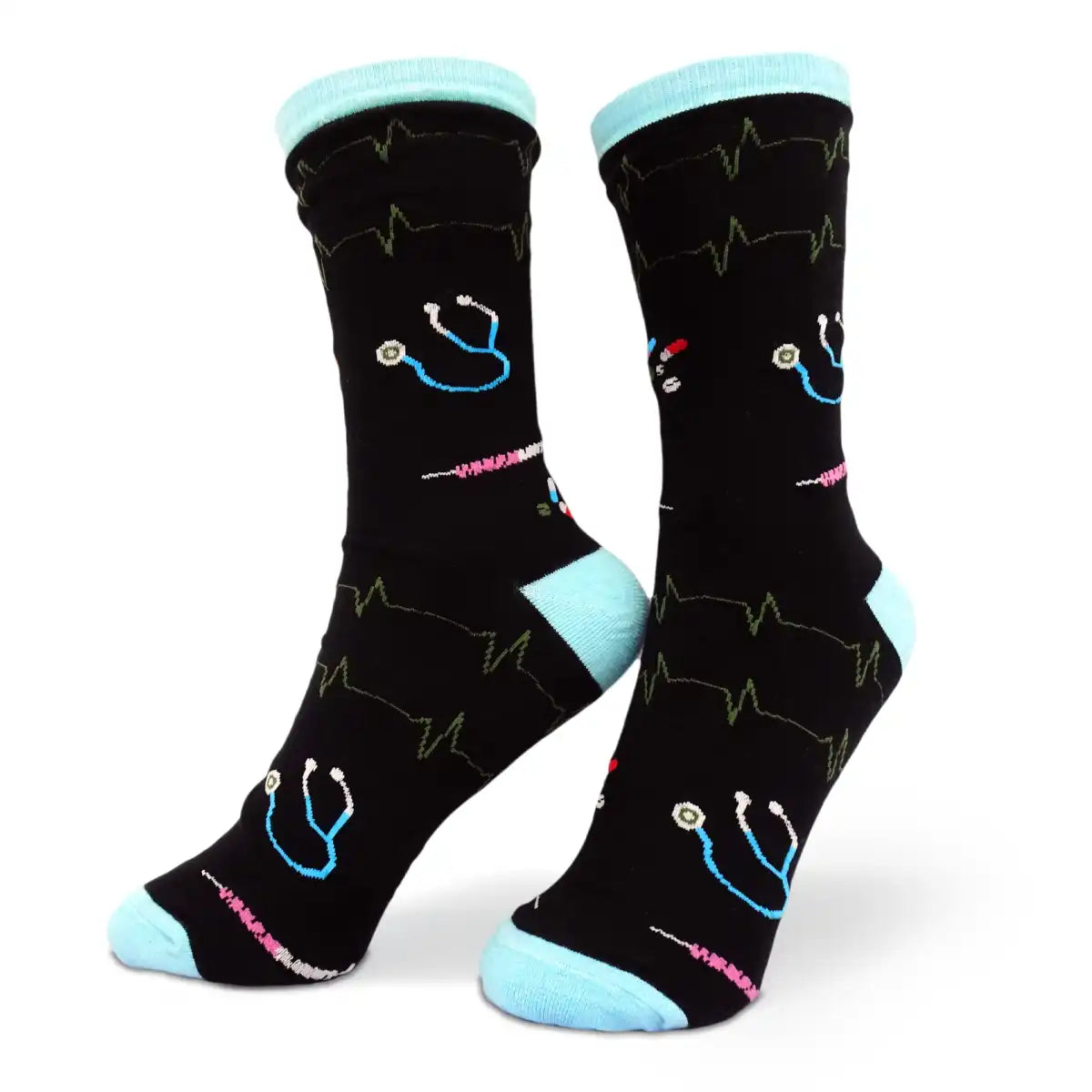 Lustige Medizin Socken mit buntem Arzt Motiv Kardiologie - Bequeme und Farbenfrohe Strümpfe