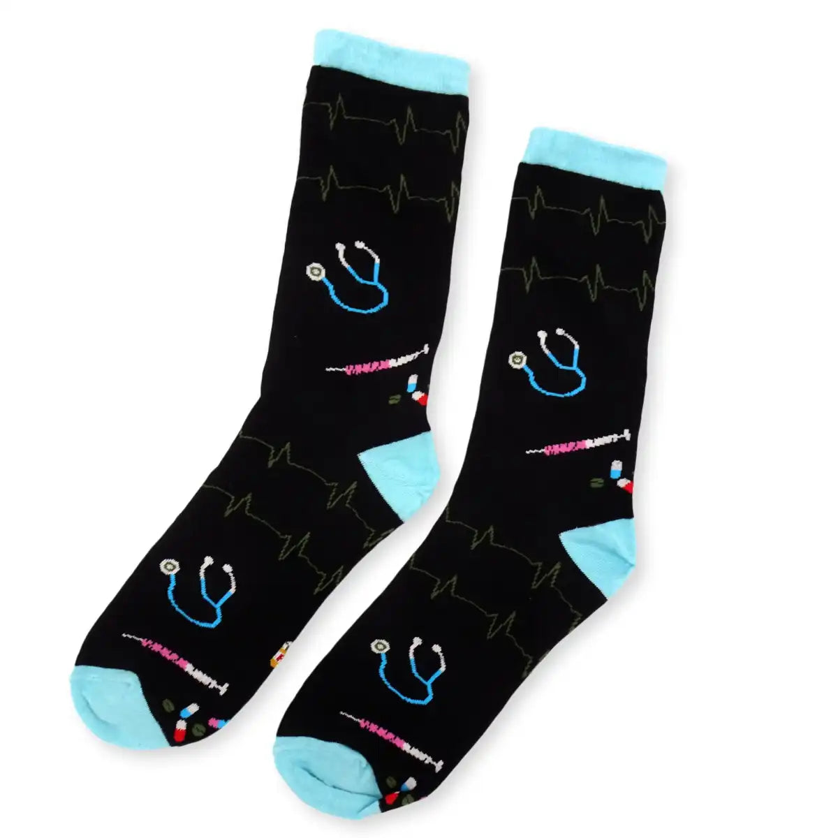Lustige Medizin Socken mit buntem Arzt Motiv Kardiologie - Bequeme und Farbenfrohe Strümpfe