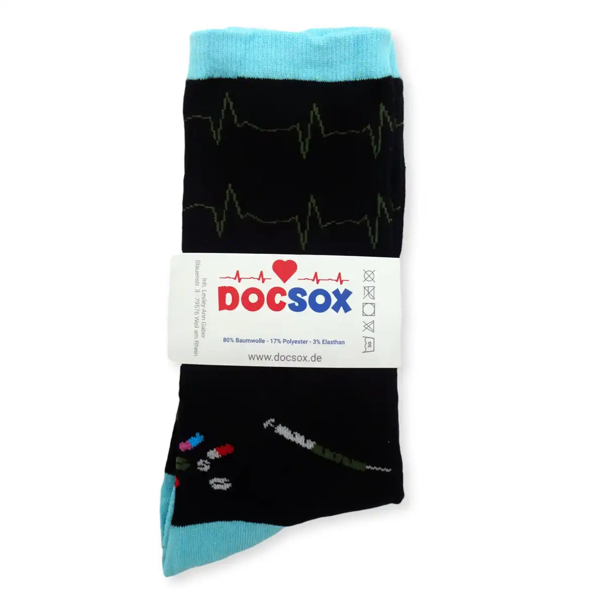 Lustige Medizin Socken mit buntem Arzt Motiv Kardiologie - Bequeme und Farbenfrohe Strümpfe