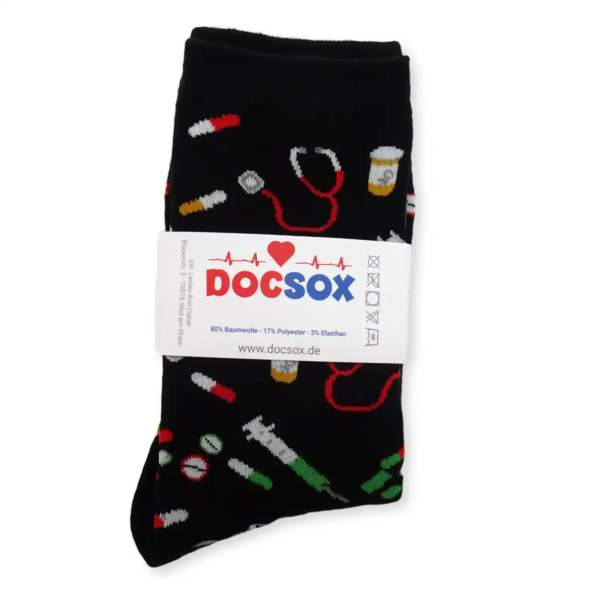 Lustige Medizin Socken mit buntem Arzt MotivAnästhesie - Bequeme und Farbenfrohe Strümpfe