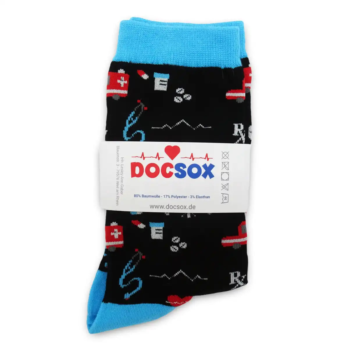 Lustige Medizin Socken mit buntem Arzt Motiv Traumatologie - Bequeme und Farbenfrohe Strümpfe