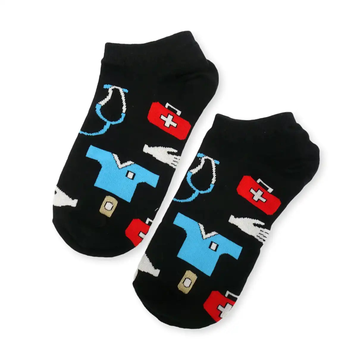 Lustige Sneaker Medizin Socken Scrub Life mit buntem Arzt Motiv - Bequeme und Farbenfrohe Strümpfe