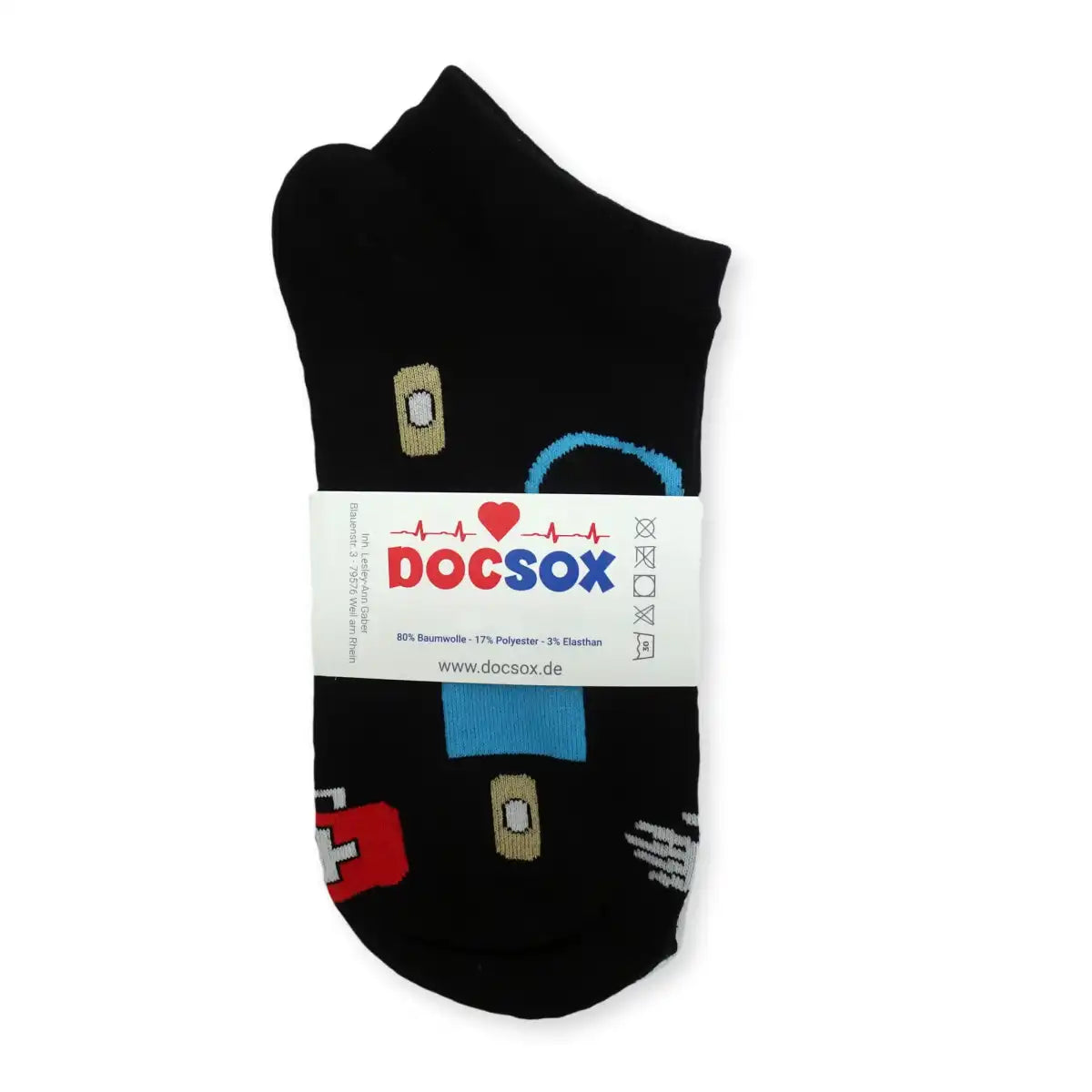 Lustige Sneaker Medizin Socken Scrub Life mit buntem Arzt Motiv - Bequeme und Farbenfrohe Strümpfe