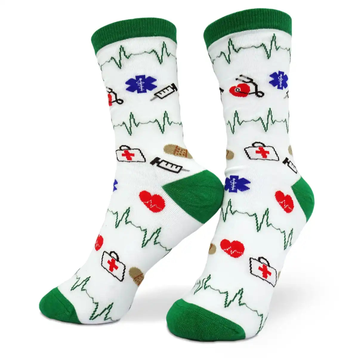 Lustige Medizin Socken mit buntem Arzt Motiv Green Medic - Bequeme und Farbenfrohe Strümpfe