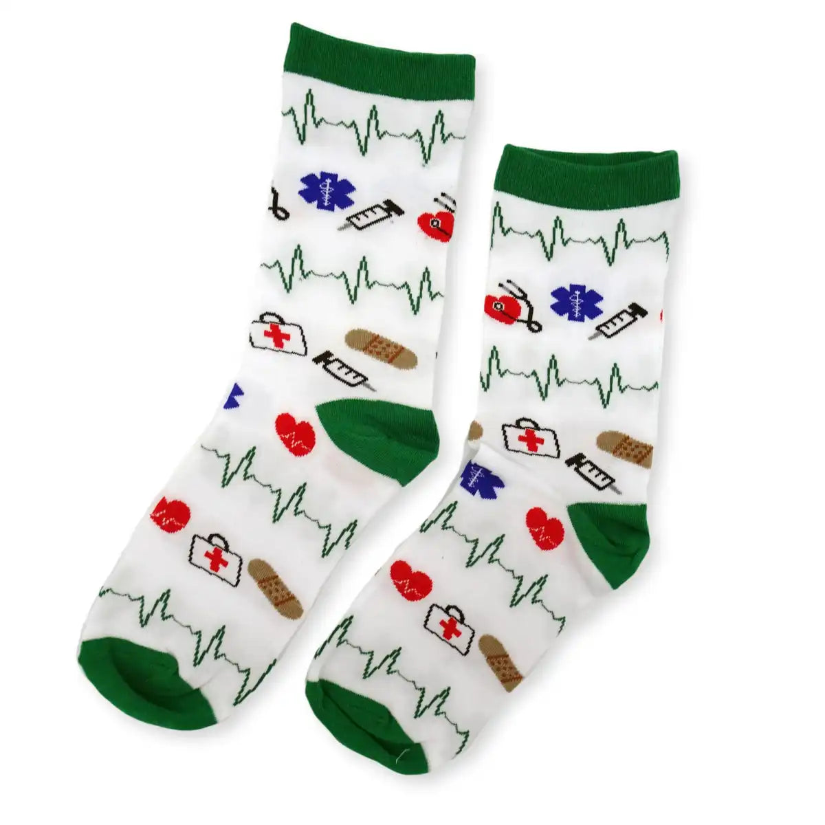 Lustige Medizin Socken mit buntem Arzt Motiv Green Medic - Bequeme und Farbenfrohe Strümpfe
