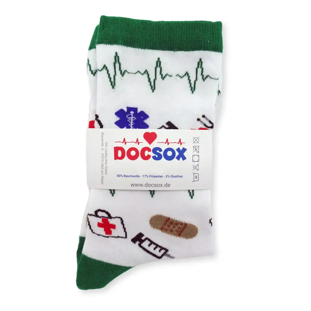 Lustige Medizin Socken mit buntem Arzt Motiv Green Medic - Bequeme und Farbenfrohe Strümpfe