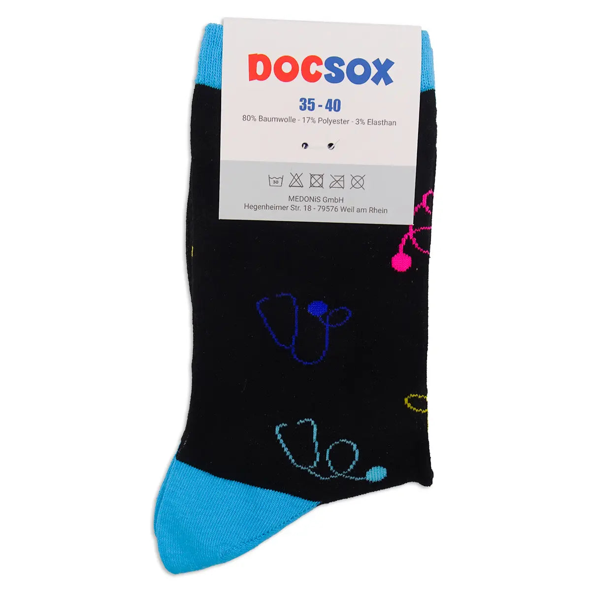 Lustige Medizin Motiv Socken Bunte Stethoskope 
