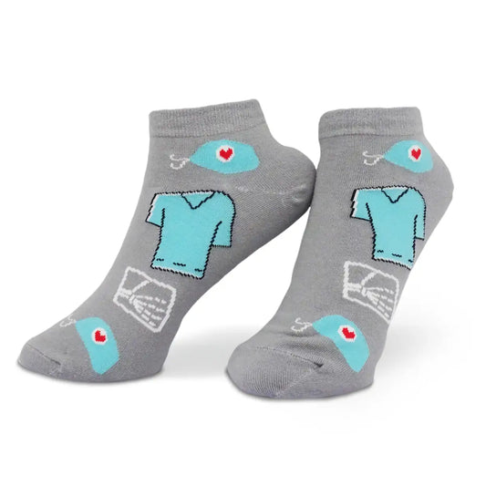 Lustige Medizin Sneaker Socken mit buntem Arzt Motiv OP-Saal