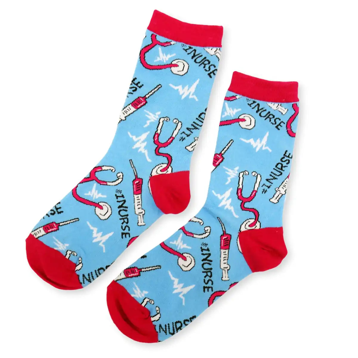 Lustige Medizin Socken mit buntem Arzt Motiv No 1 Nurse - Bequeme und Farbenfrohe Strümpfe