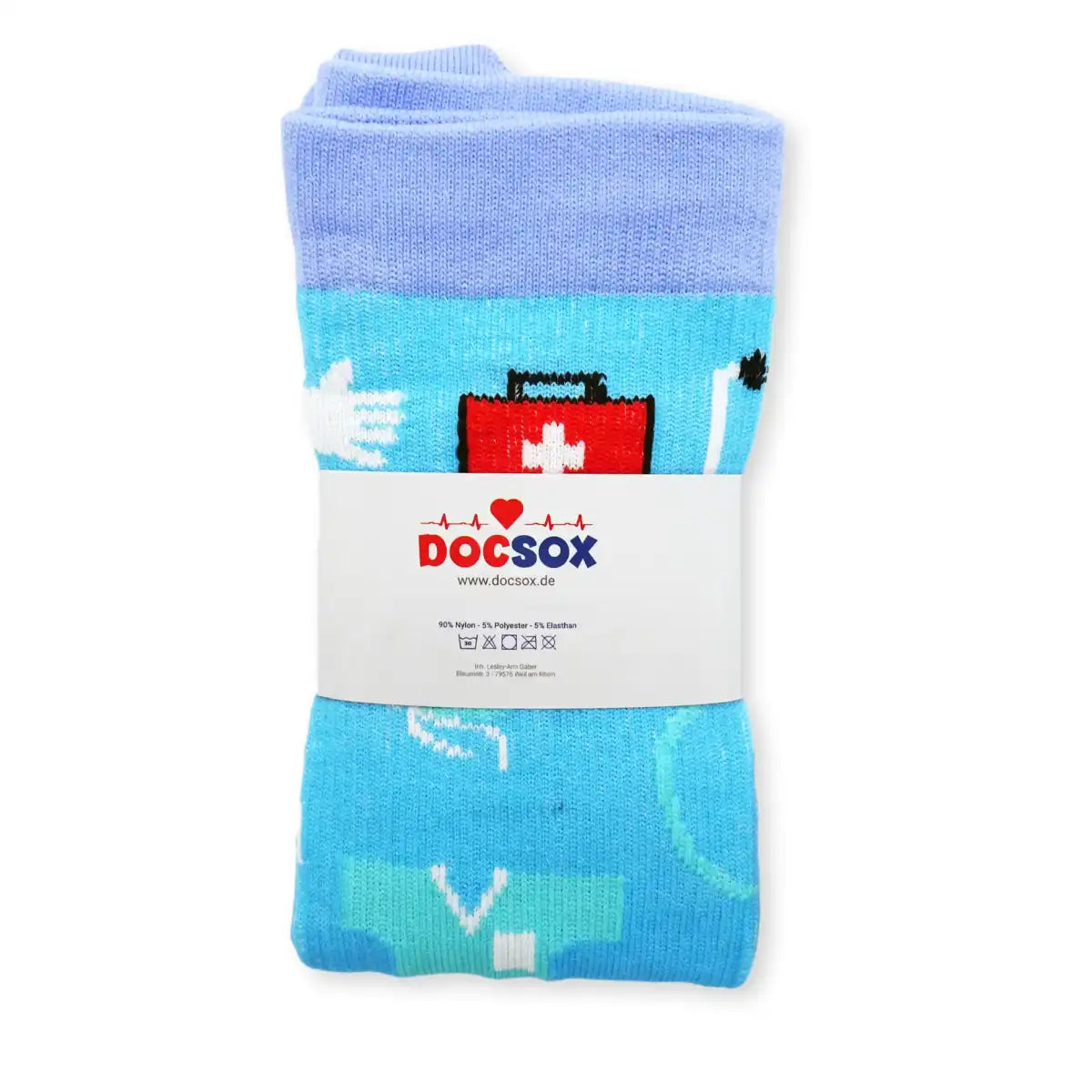 Bunte Kompressionsstrümpfe mit Medizin Motiv Surgery Blue - Lustige Socken für Mediziner und Ärzte