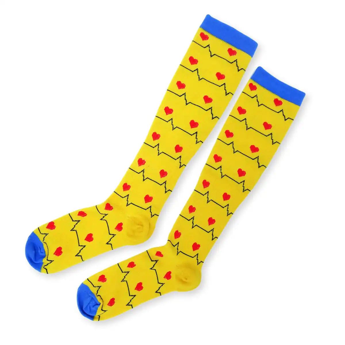 Bunte Kompressionsstrümpfe mit Medizin Motiv Heartbeat - Lustige Socken für Mediziner und Ärzte