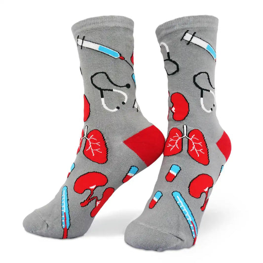 Lustige Medizin Socken mit buntem Arzt Motiv Anatomie