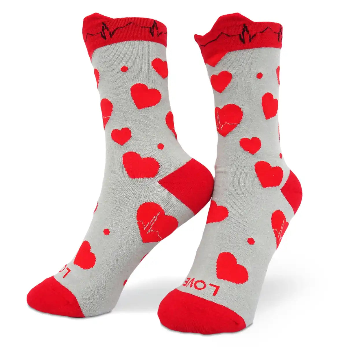 Lustige Medizin Socken mit buntem Arzt Motiv EKG Love - Bequeme und Farbenfrohe Strümpfe