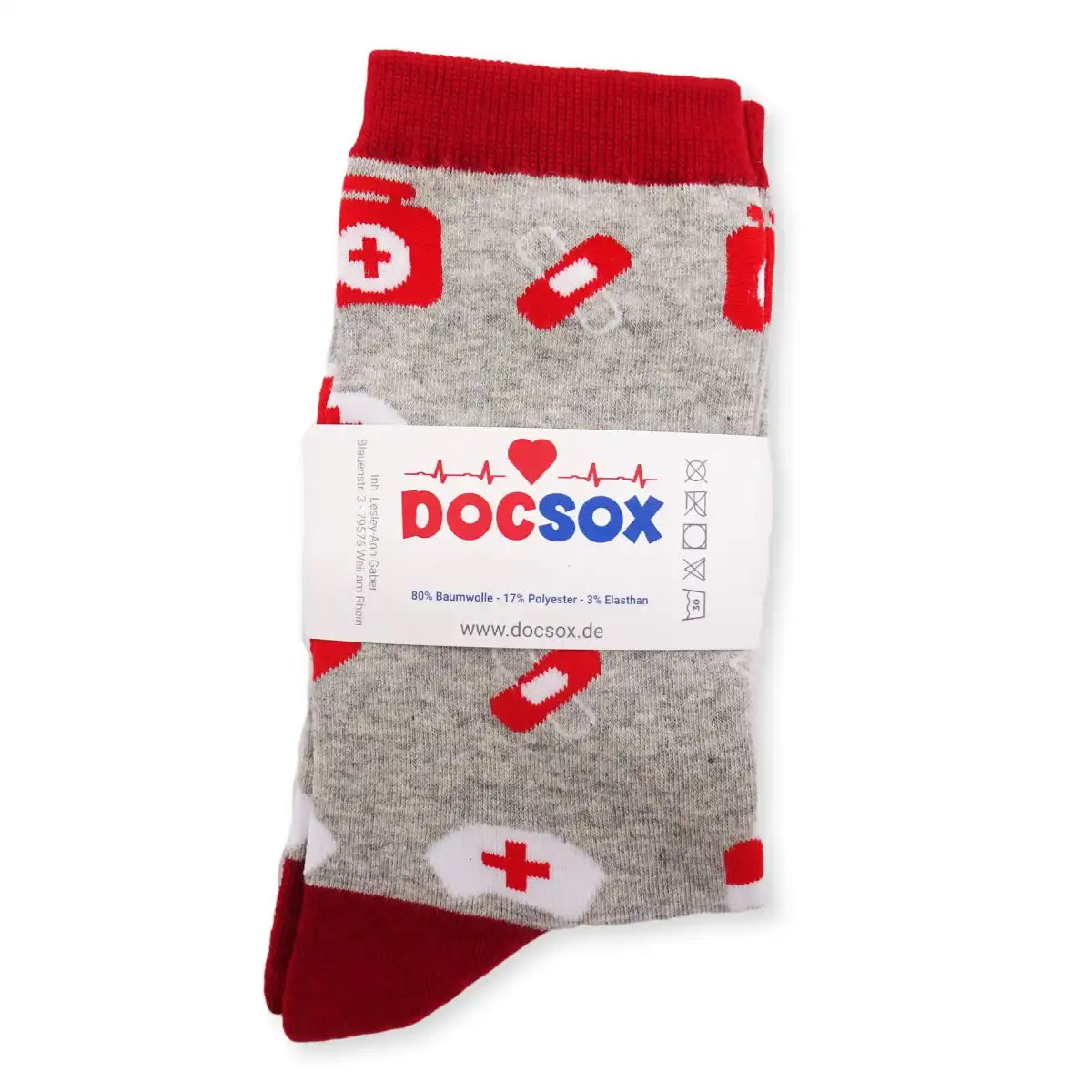 Lustige Medizin Socken mit buntem Arzt Motiv Emergency - Bequeme und Farbenfrohe Strümpfe