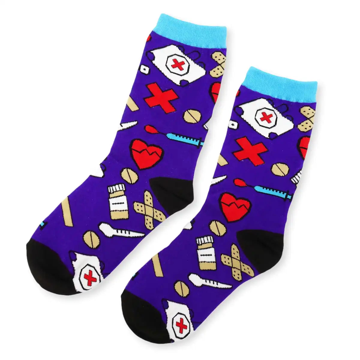 Lustige Medizin Socken mit buntem Arzt Motiv Purple Doc - Bequeme und Farbenfrohe Strümpfe