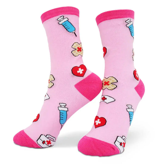 Lustige Medizin Socken mit buntem Arzt Motiv Medi Love - Bequeme und Farbenfrohe Strümpfe