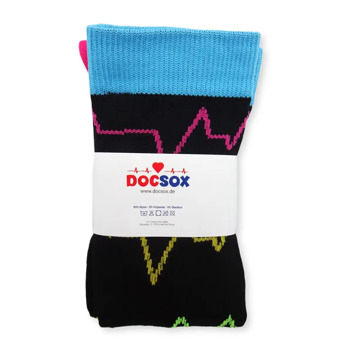 Bunte Kompressionsstrümpfe mit Medizin Motiv Buntes EKG - Lustige Socken für Mediziner und Ärzte