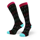 Bunte Kompressionsstrümpfe mit Medizin Motiv Herzchen EKG - Lustige Socken für Mediziner und Ärzte