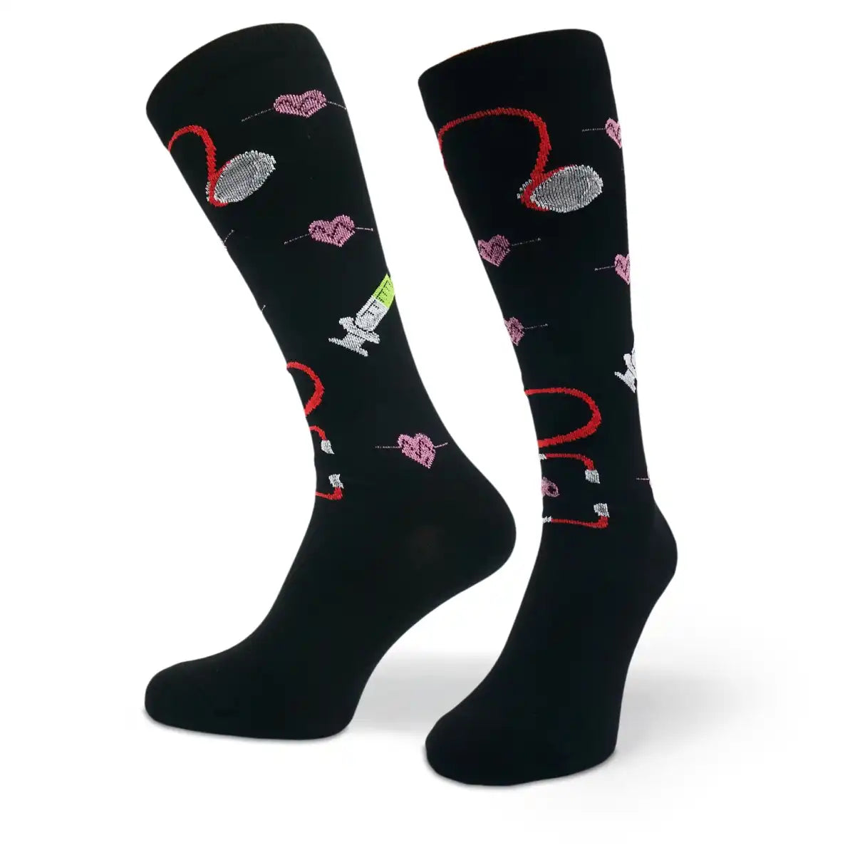 Bunte Kompressionsstrümpfe mit Medizin Motiv Medi Love - Lustige Socken für Mediziner und Ärzte