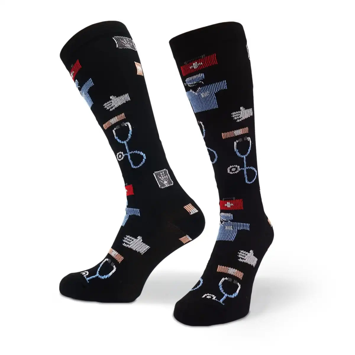 Bunte Kompressionsstrümpfe mit Medizin Motiv Surgery - Lustige Socken für Mediziner und Ärzte