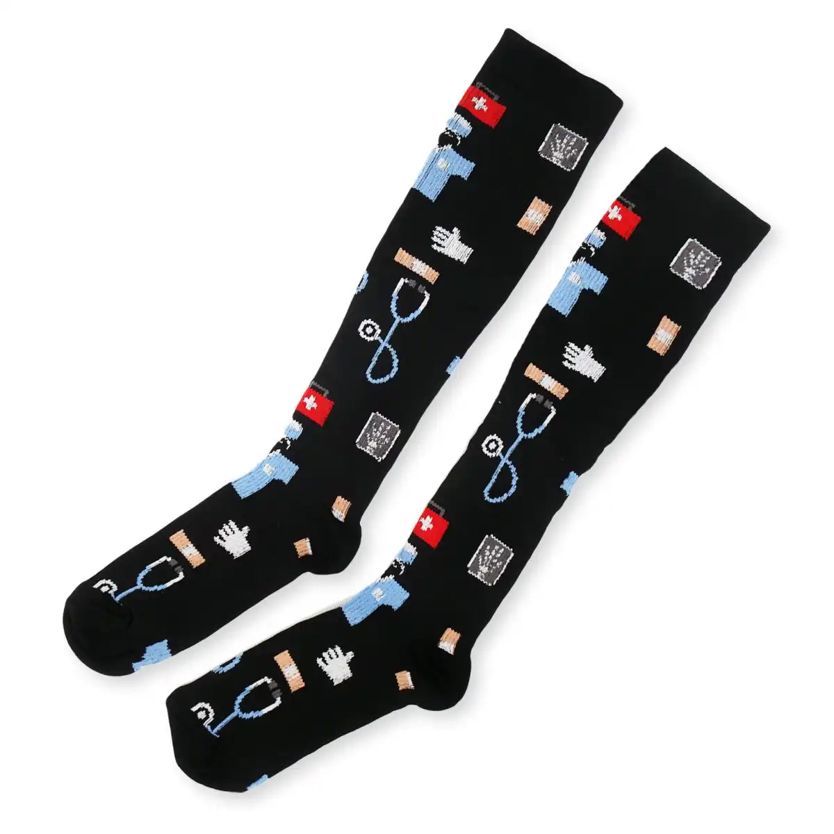 Bunte Kompressionsstrümpfe mit Medizin Motiv Surgery - Lustige Socken für Mediziner und Ärzte