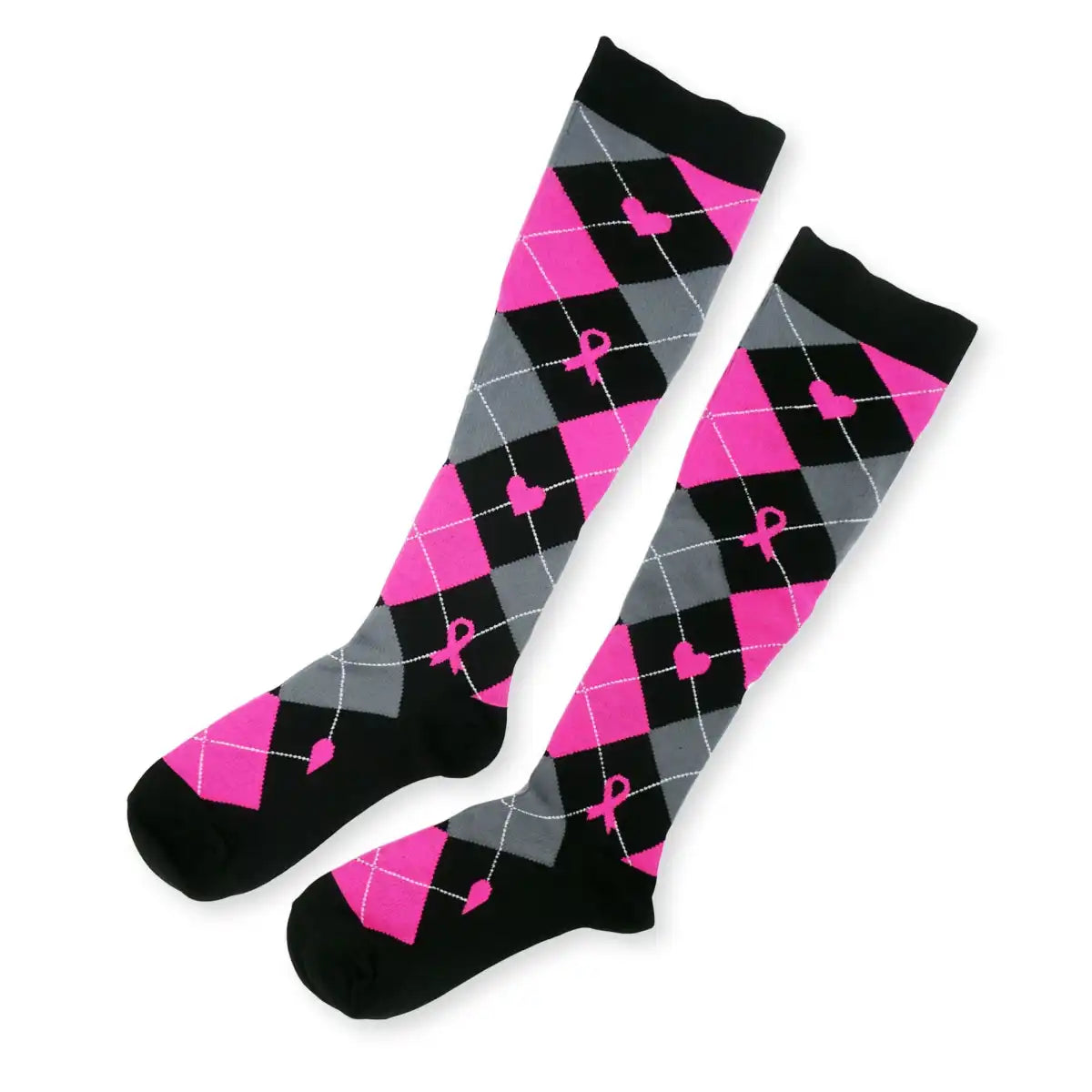 Bunte Kompressionsstrümpfe mit Medizin Motiv Pink Ribbon - Lustige Socken für Mediziner und Ärzte