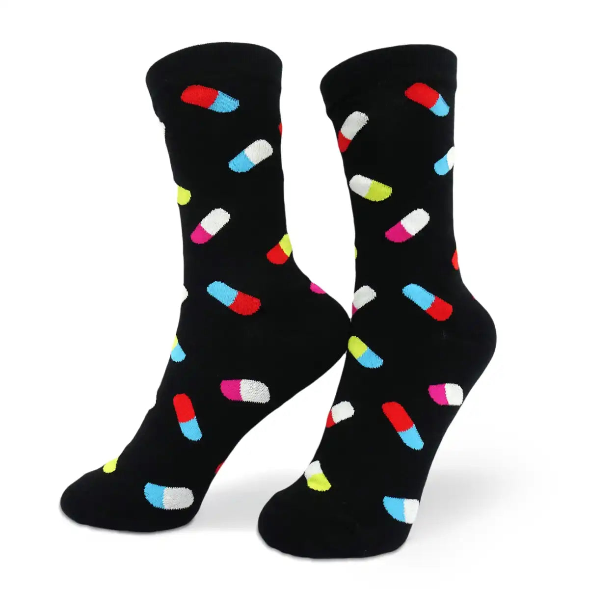 Lustige Medizin Socken mit buntem Arzt Motiv Tabletten - Bequeme und Farbenfrohe Strümpfe