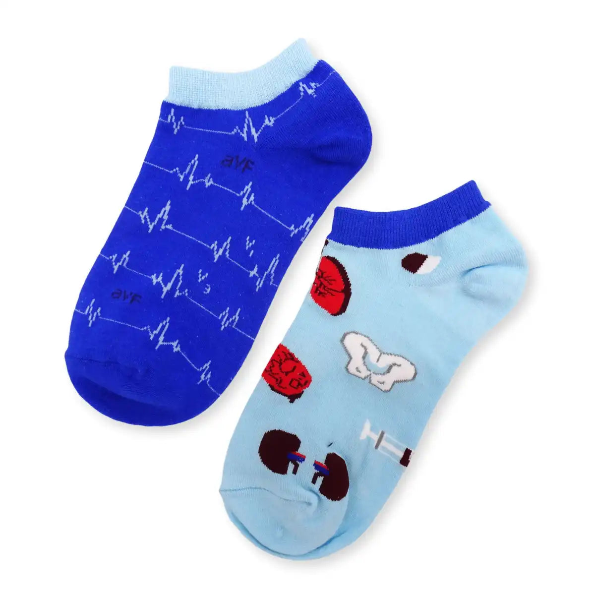 Lustige Sneaker Medizin Socken mit buntem Arzt Motiv Blue Anatomy - Füsslinge