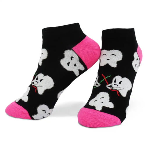 Lustige Sneaker Medizin Socken mit buntem Arzt Motiv Zahn Jedi Schwarz - Bequeme und Farbenfrohe Strümpfe