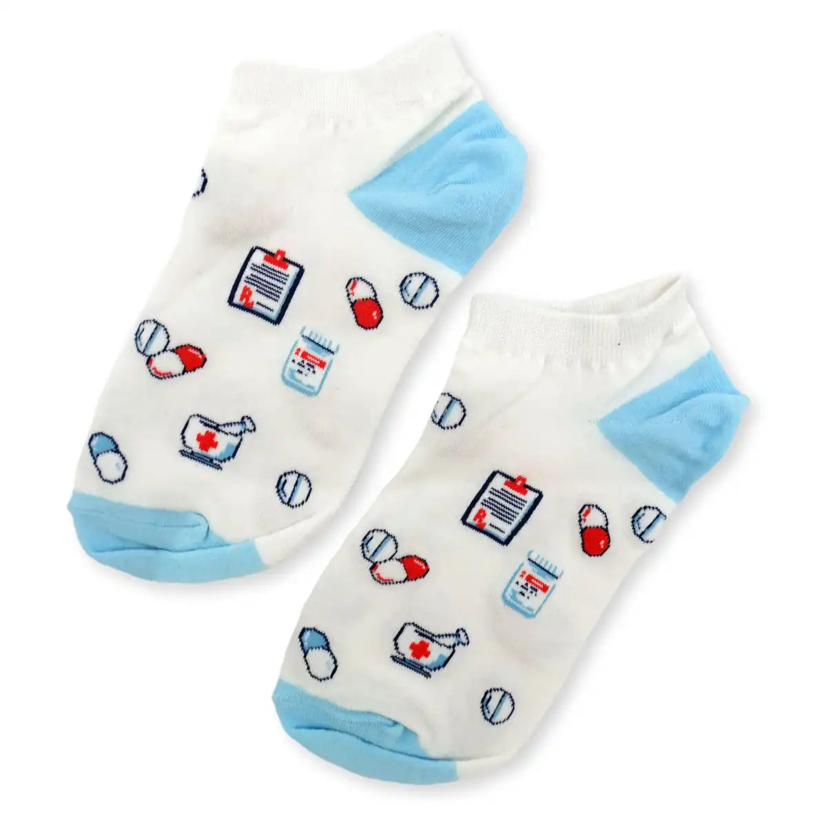 Lustige Sneaker Medizin Socken mit buntem Arzt Motiv Medizin Weiss - Bequeme und Farbenfrohe Strümpfe