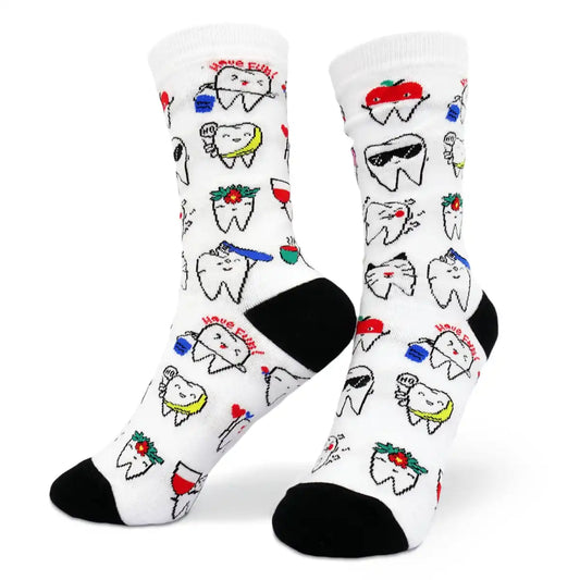 Lustige Medizin Socken mit buntem Arzt Motiv Crazy Dents - Bequeme und Farbenfrohe Strümpfe