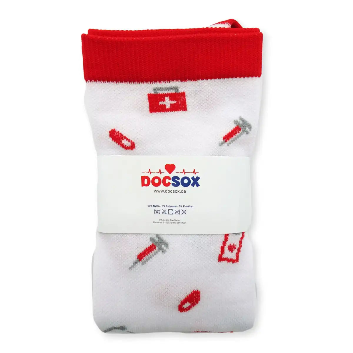 Bunte Kompressionsstrümpfe mit Medizin Motiv Docs Life - Lustige Socken für Mediziner und Ärzte