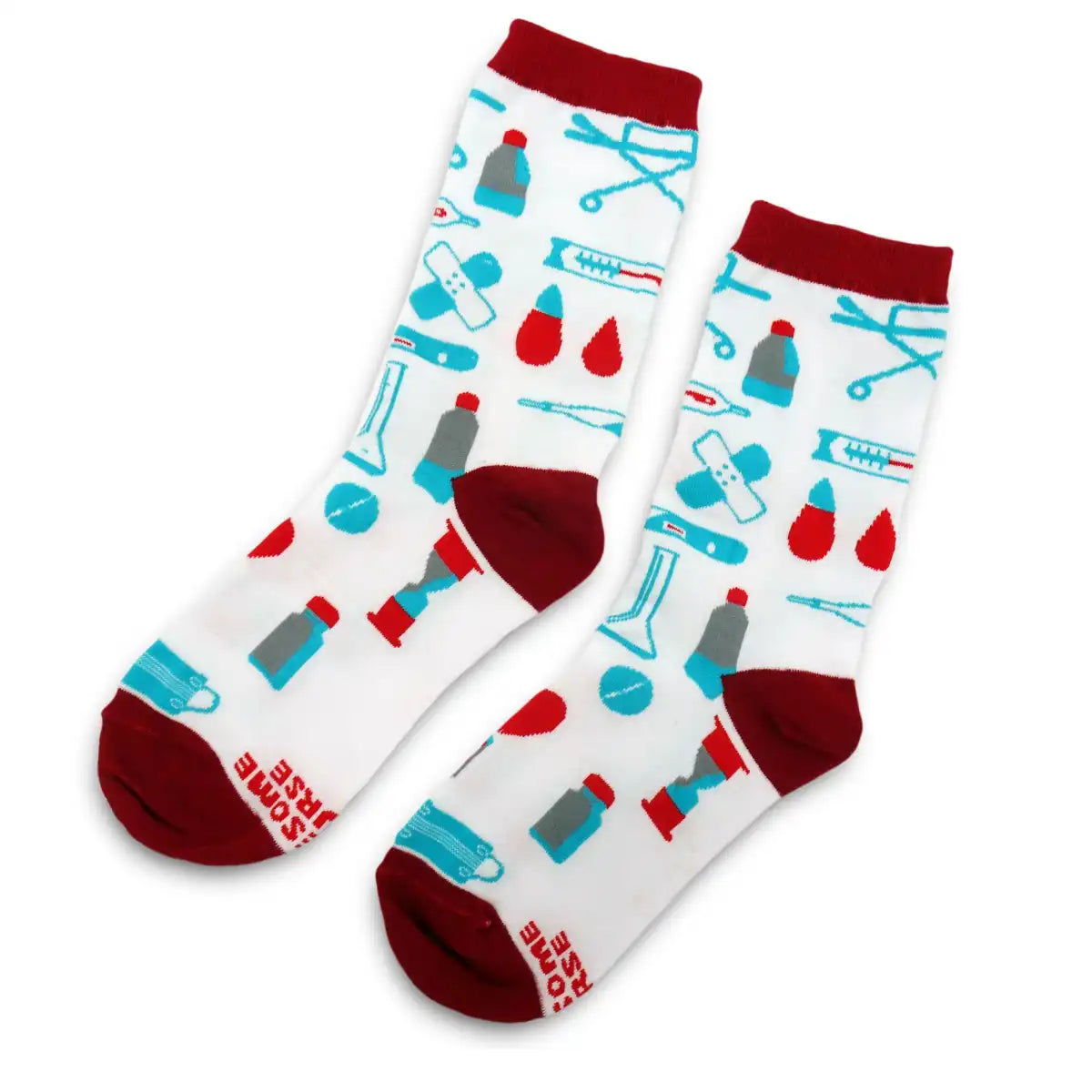 Lustige Medizin Socken mit buntem Arzt Motiv Awesome Nurse - Bequeme und Farbenfrohe Strümpfe